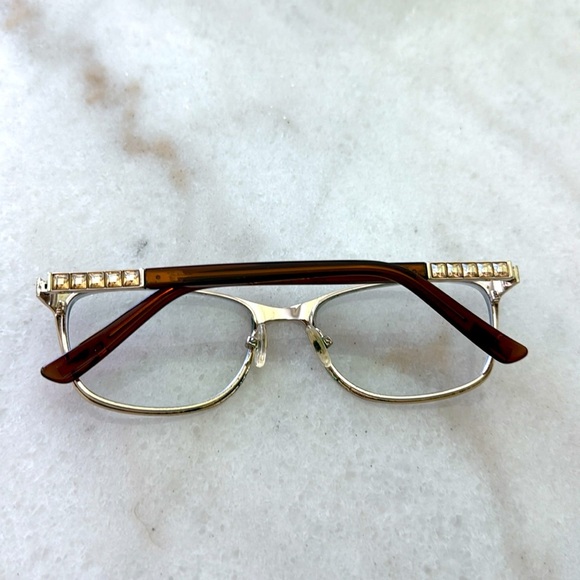 Guess Marciano GM 248 Brown and Gold Embellished Eyeglasses Frames 53 17 135 - Picture 4 of 8